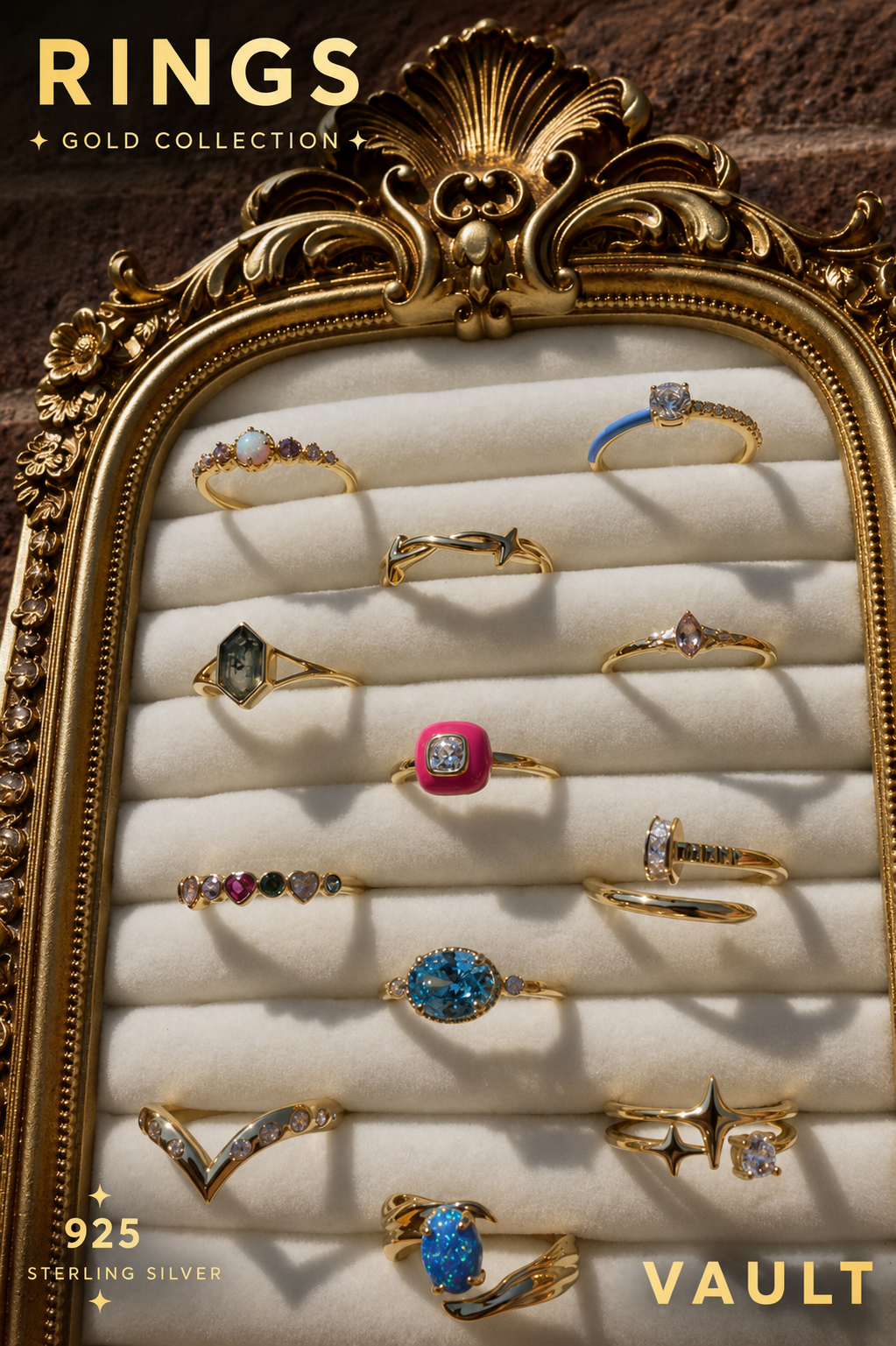 JULY GOLD Collection | 925 Sterling Silver Gold-Plated Rings