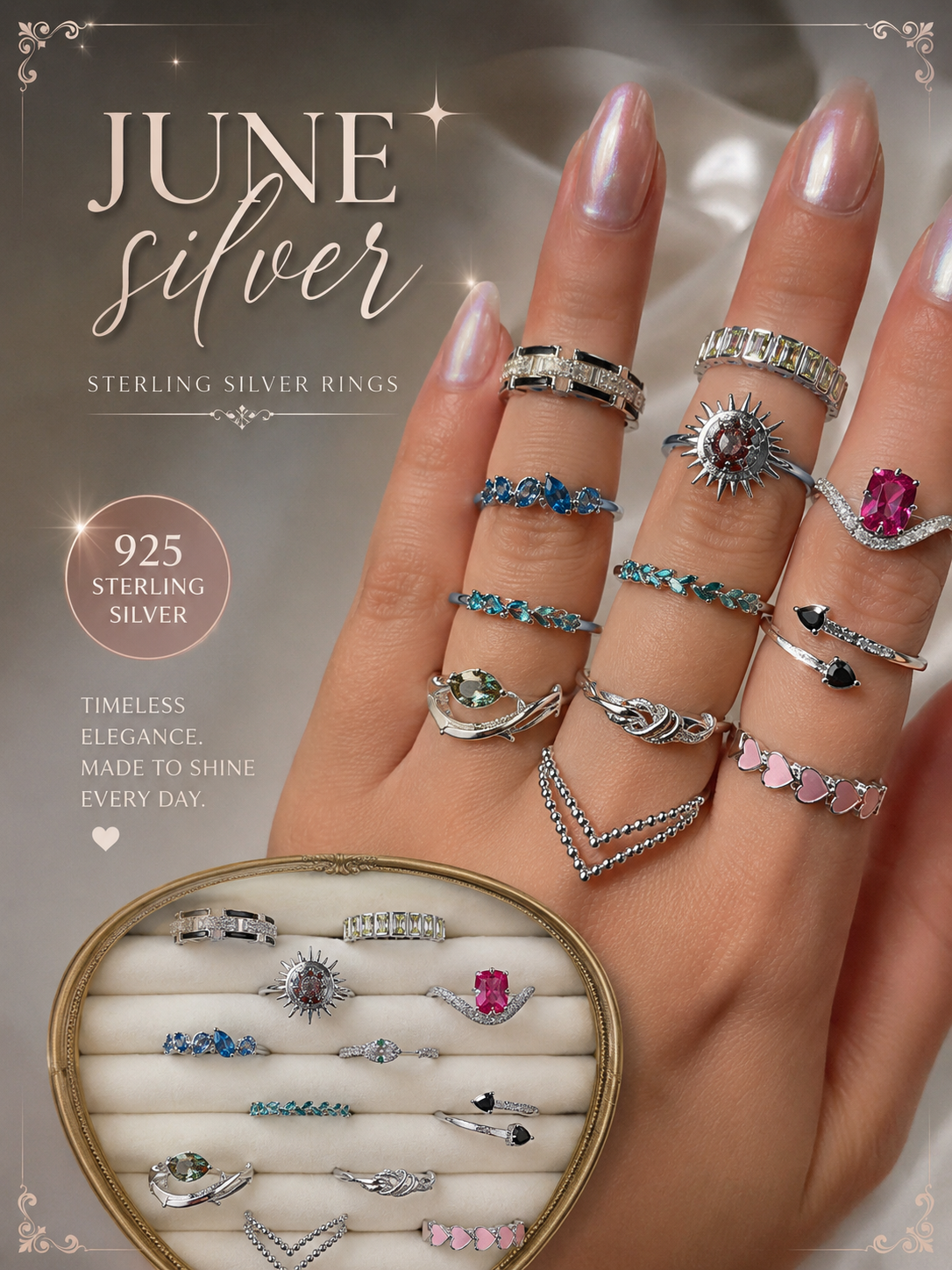June SILVER Collection | 925 Sterling Silver Rings