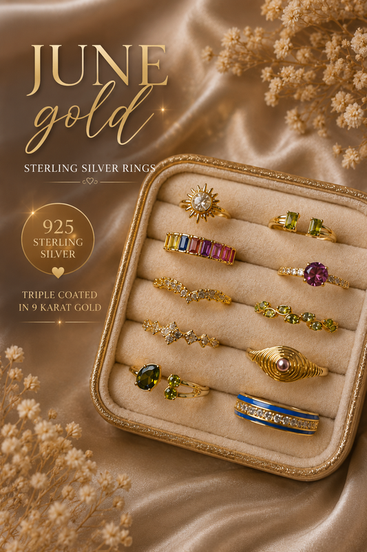 June GOLD Collection | 925 Sterling Silver Gold-Plated Rings