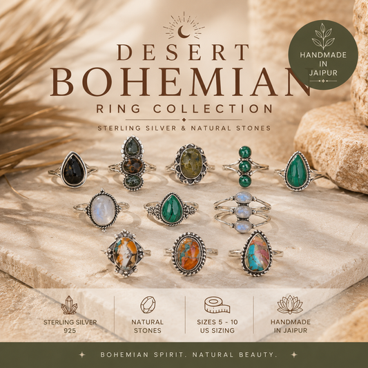 Desert Bohemian Ring Collection | Sterling Silver & Natural Stone Rings