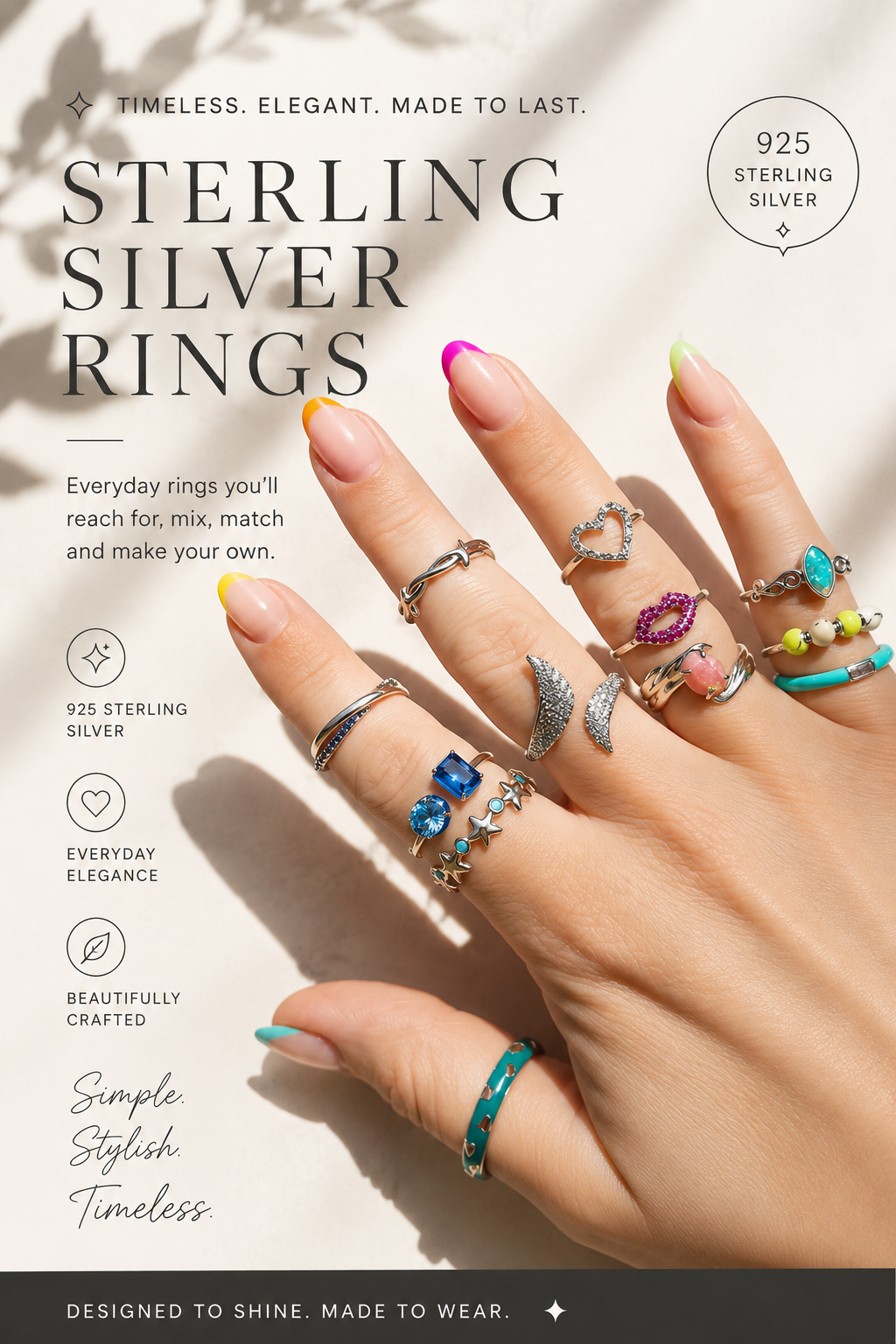 JULY Sterling SILVER Ring Collection
